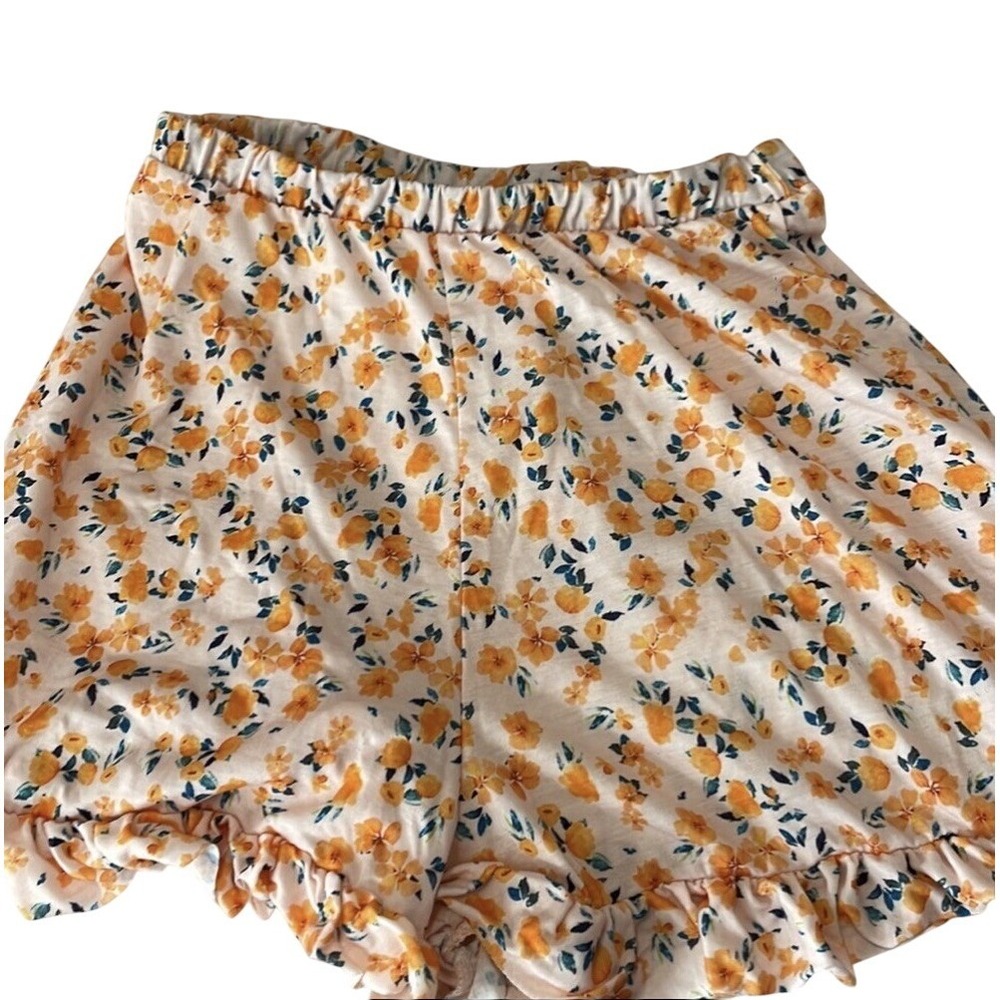 Boohoo Floral Print Long Sleeve Tie Front Crop Top‎ High Waisted Shorts Set - Picture 3 of 4